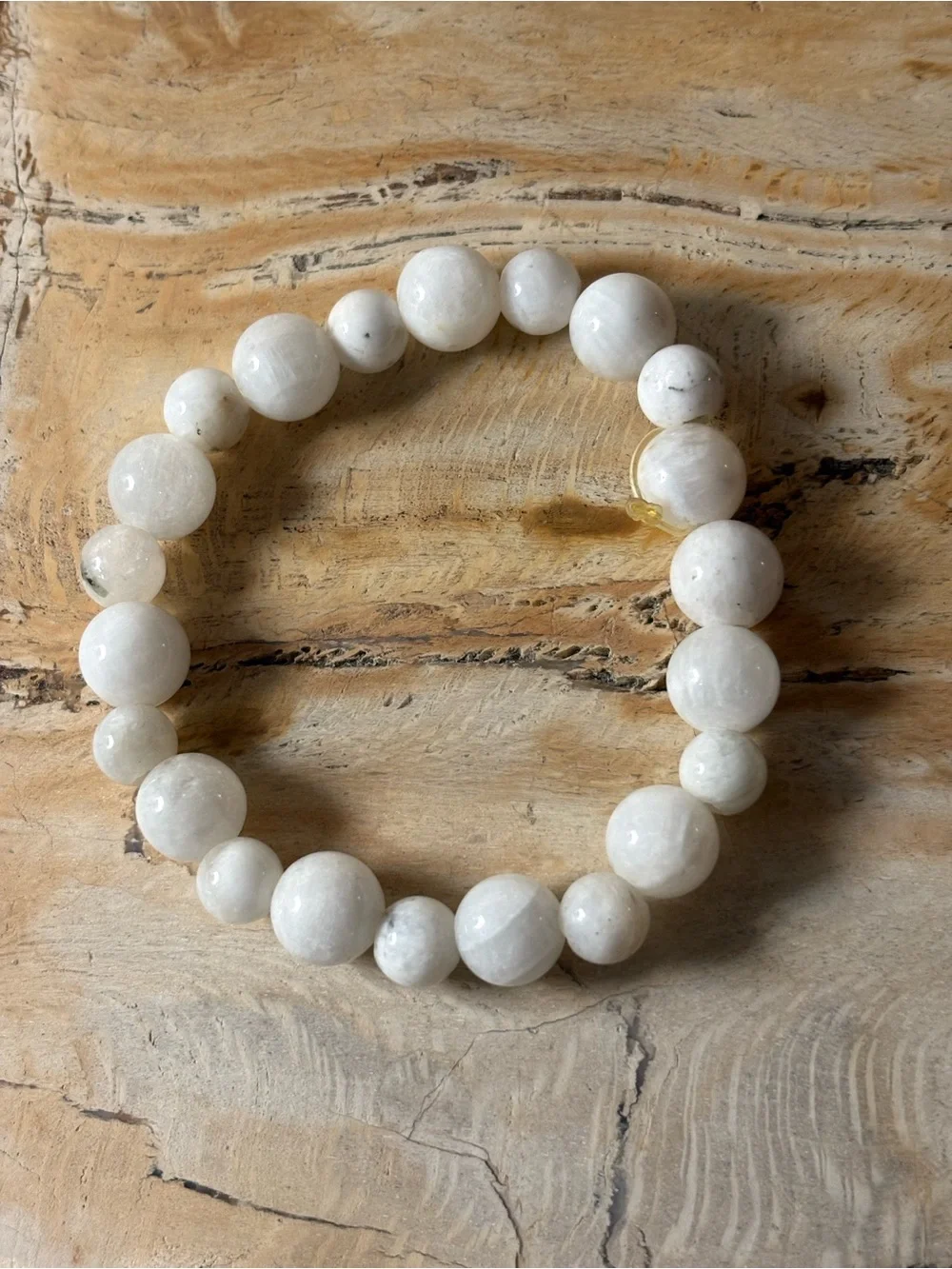 White Agate Gemstone Beaded Stretch Bracelet